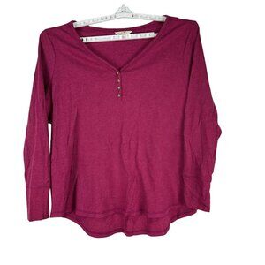 Terra and Sky Womens 2X Purple Long Sleeve V Neck Henley Top